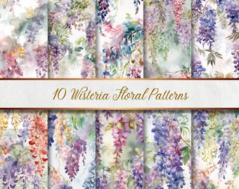 Wisteria Floral Design | 10 digital papers for romantic creative projects