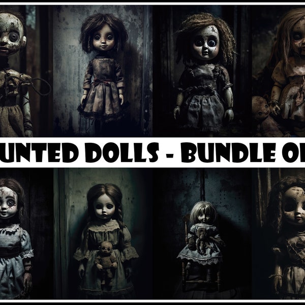 Haunted Dolls | Bundle Of 10 | Scary Dolls | Creepy Horror Clip Art | Art Bundle | Digital Art | Instant Download | Printable Art | Wall Art