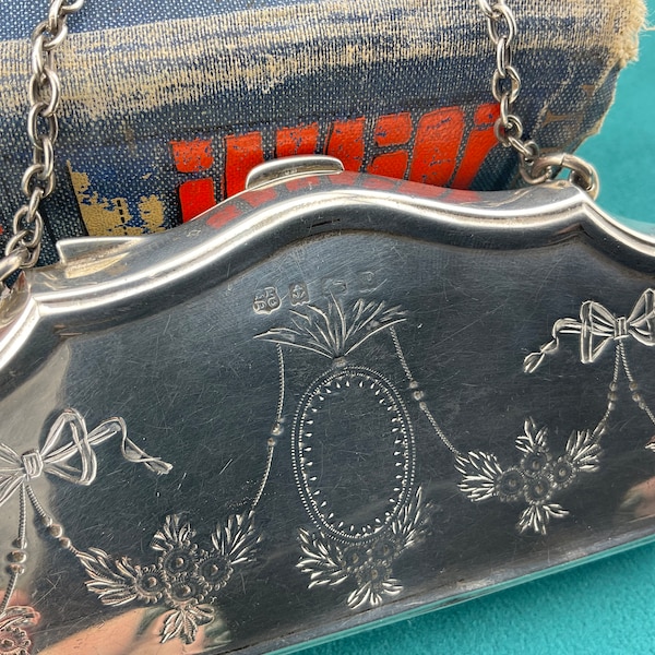 Antique Sterling silver coin purse/bag, perfect alternative to a clutch bag, 1914