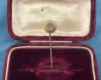 Antique 9ct Gold Star Set Diamond Stick Pin