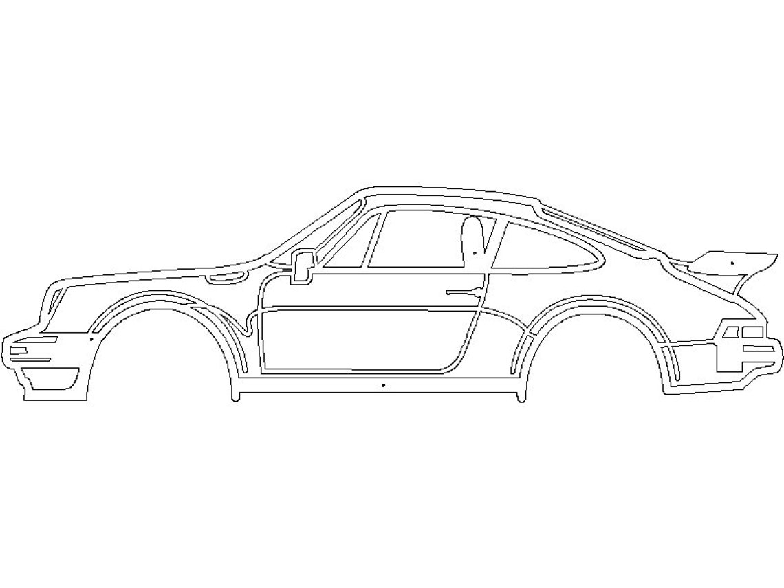 Porsche 911 Turbo Car Dxf File, Car Vector Art, Car Laser Cut