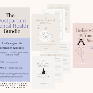 New Mom Mental Health Bundle, Postpartum Journal, Postpartum Book, New Mom Planner, Postpartum Anxiety Journal