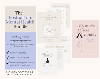 New Mom Mental Health Bundle, Postpartum Journal, Postpartum Book, New Mom Planner, Postpartum Anxiety Journal
