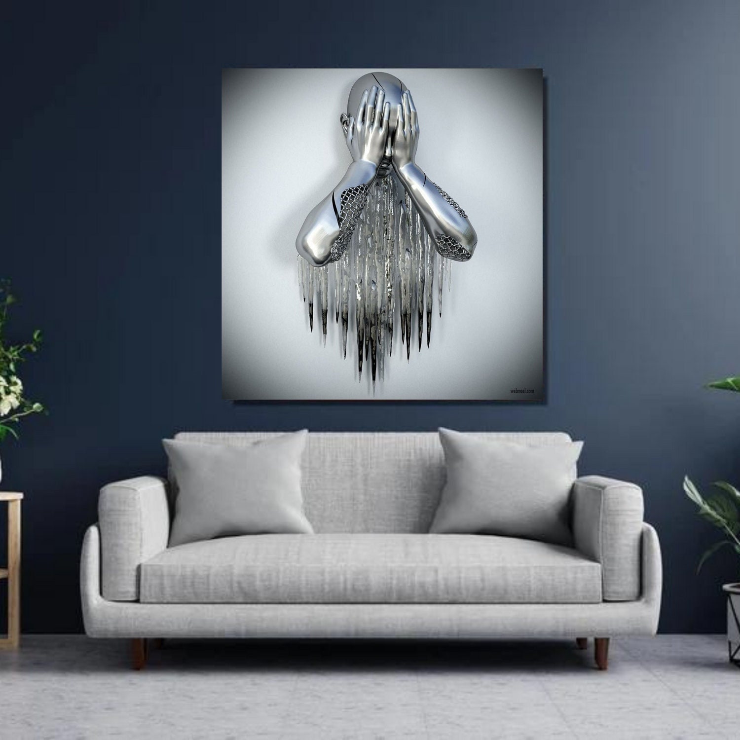 Shy Praying Chain Grey Art Print on Canvaslove Heart Gray Etsy Australia