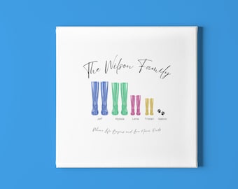 Custom/ Personalized Welly Boot Print with quote |  Family Wall Art Print | Gift for Mom, Grandparents, Friends | Housewarming Gift
