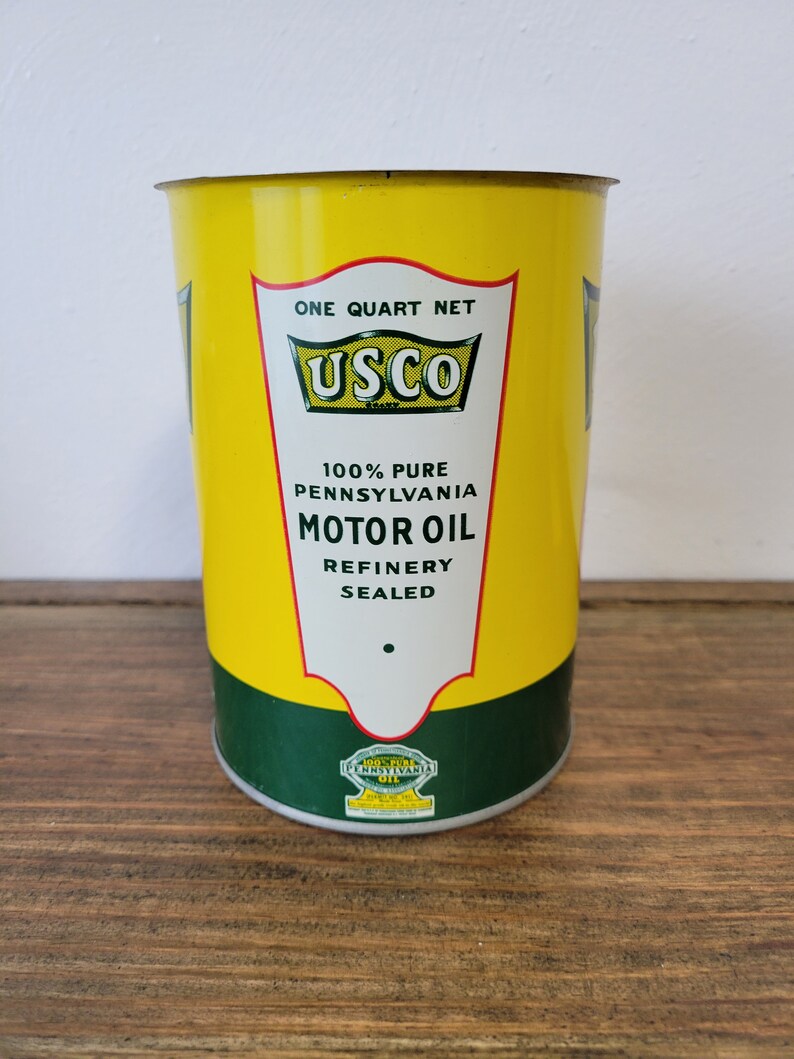 Vintage Premium USCO Motor Oil Can Pittsburgh Pennsylvania Union Supply