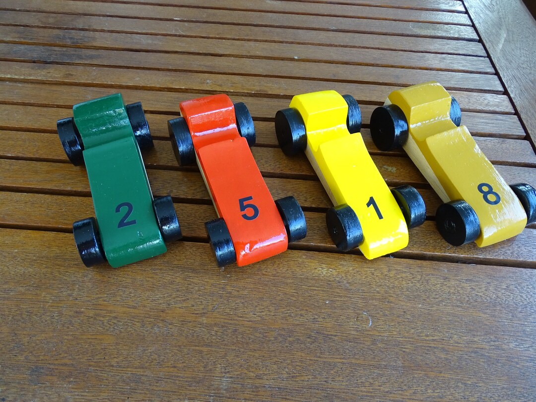 Set 4 Car Racing Wood - Etsy