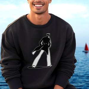 Мysterious Sailor Sweatshirt,  Departure into Unknown Sweatshirt, Traveler Sweatshirt, Comic Hero Sweatshirt, Maritime Sailling Sweatshirt