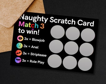 Naughty scratch card for Him, Couples scratch card gift, Gift for Him, Gift for Boyfriend, Stocking Stuffer, Valentine's Day Gift
