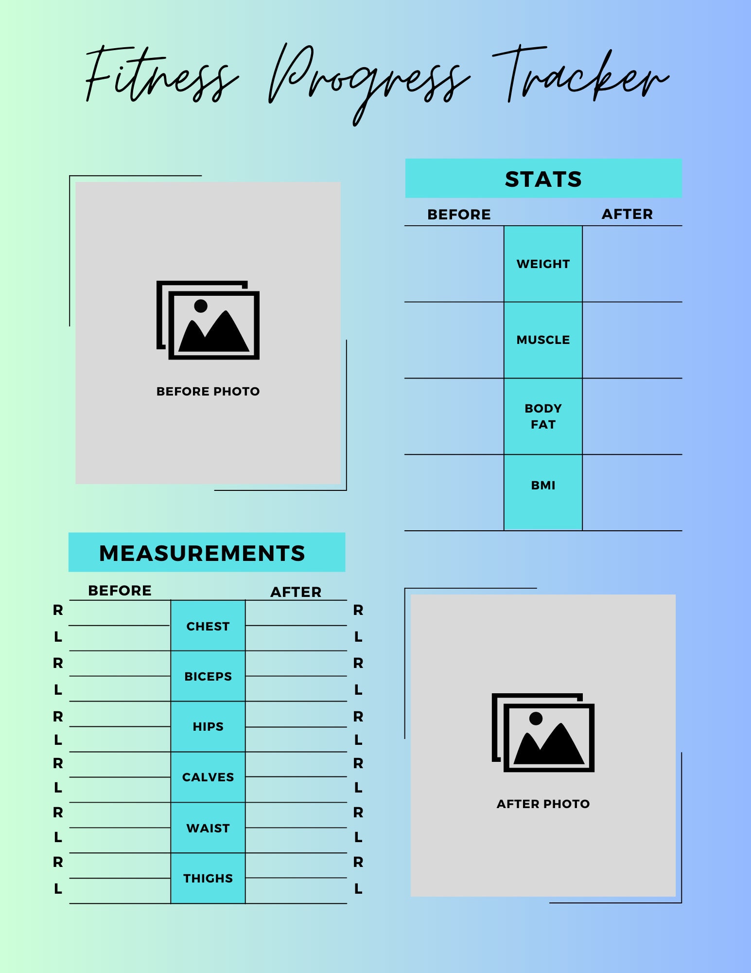 Fitness Progress Tracker Before After Weight Loss Goal Etsy