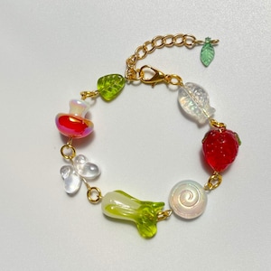 Dungeon Adventurer Cookbook Inspired Beaded Chain Charm Bracelet (Hand-Made)