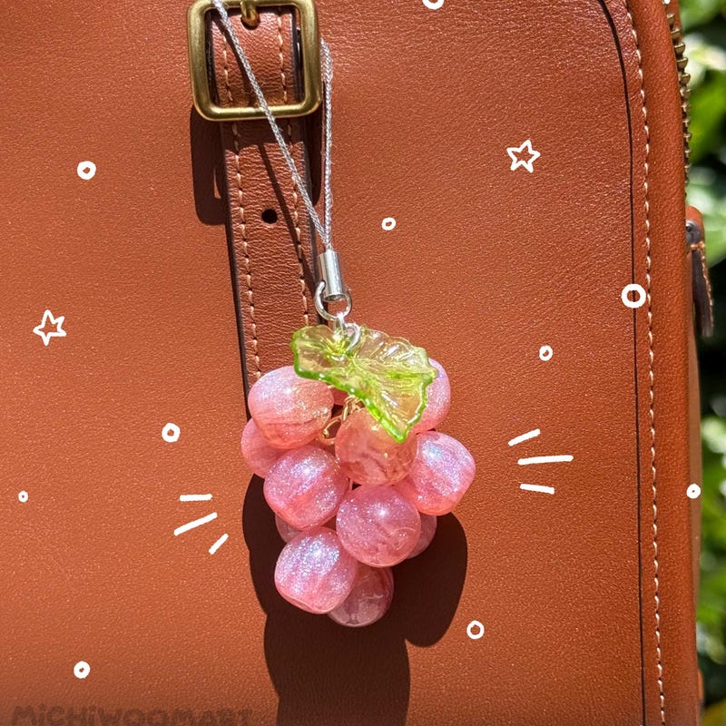 Grapefruit Slice Enamel Bag Charm & Keychain