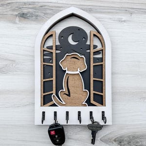 Dog in Window Arch Key Hanger, Adorable Decorative Key Holder, Ideal Gift for Dog Lovers