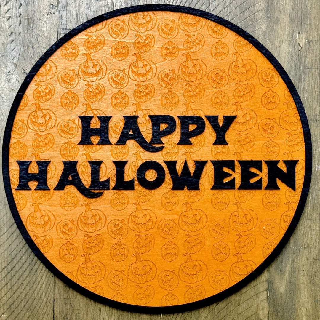 Halloween Front Door Decor Hanging Pumpkin Sign Happy Halloween Wall