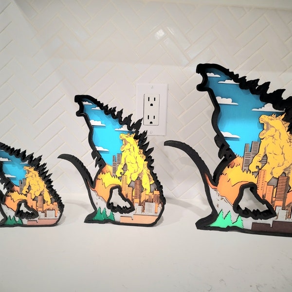 Godzilla/gegraveerd ontwerp/meerlaags/cadeau voor hem/kindercadeau/gratis verzending op groter model