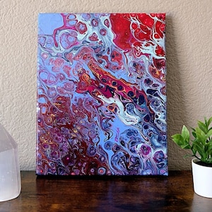 Ice and Fire - Abstract Acrylic Fluid Art Painting - Original 8x10&quot;