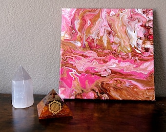 Venusian Flames - Abstract Acrylic Fluid Art Painting - Original 10x10"