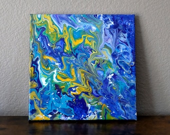 Electric Wave - Abstract acryl vloeibaar kunstschilderij - origineel 10 x 10"
