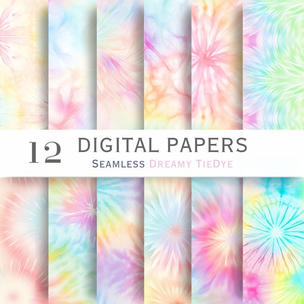 Seamless Tie Dye Pattern Digital Paper Seamless Dreamy Tie Dye Pastel Pattern Tie-dye Paper Seamless Swirl Background Abstract Sublimation