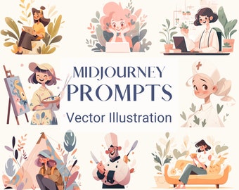 Midjourney Prompts for Illustration Vector AI Guide Vector Arts Customizable Midjourney Prompt Vector Design AI Prompt for Illustrations AI