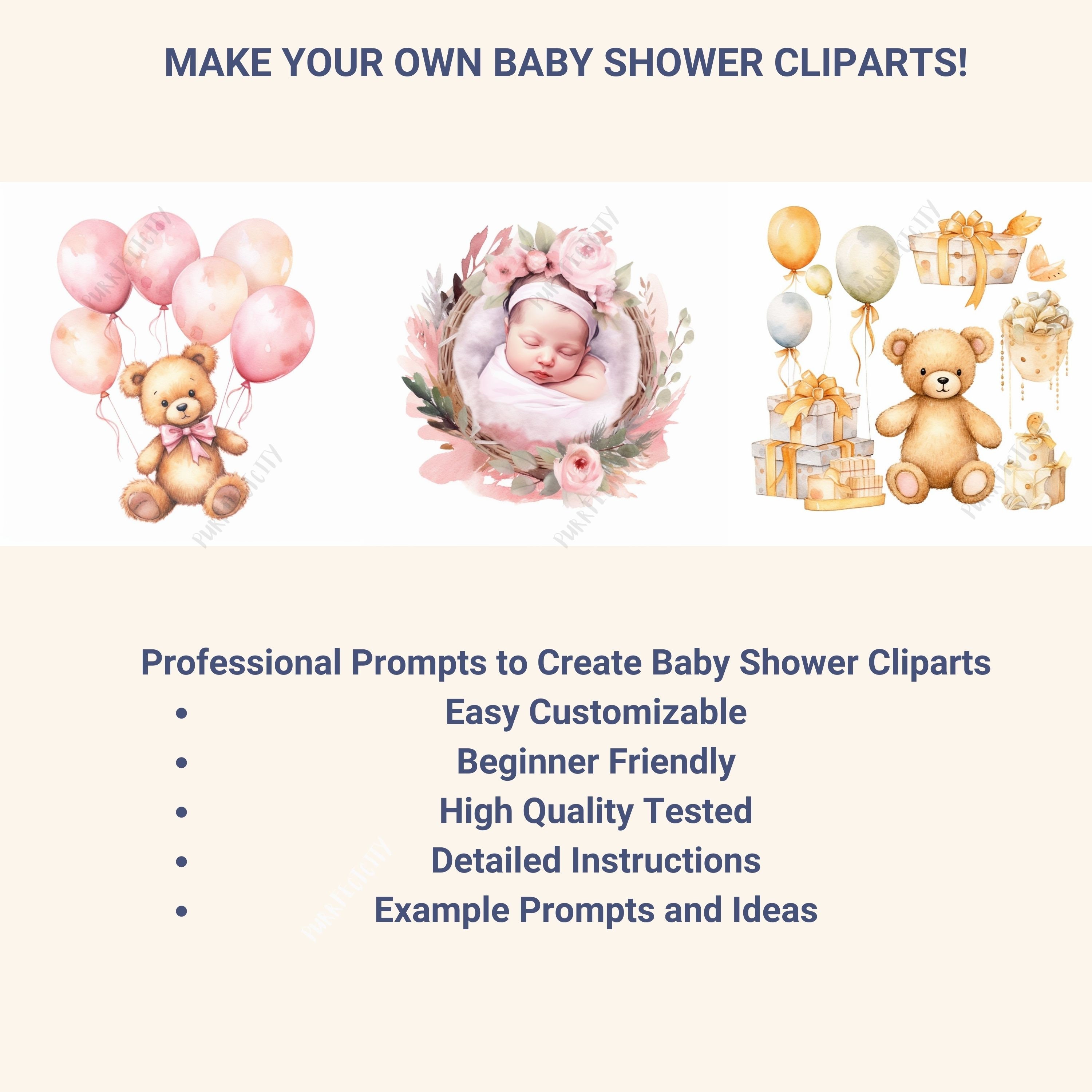 Midjourney Prompts for Baby Shower Cliparts AI Nursery - Etsy