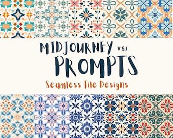 Midjourney Prompts Seamless Tile Design AI Guide Pattern Scandinavian Tile Customizable Midjourney Prompts Porcelain Pattern AI Background