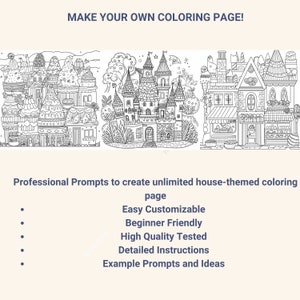 Midjourney Prompts for Coloring Page Creator House Theme Cute