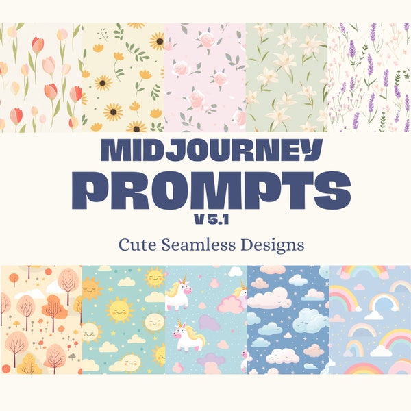 Midjourney Prompts Seamless Cute Design AI Ultimate Guide Pattern Cartoon Customizable Midjourney Prompts Floral Pattern AI Background