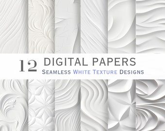 White Textured Paper Seamless High Trad Pattern Wallpaper Digital Download White Paper Aesthetic Sublimation Craft White Floral Textured