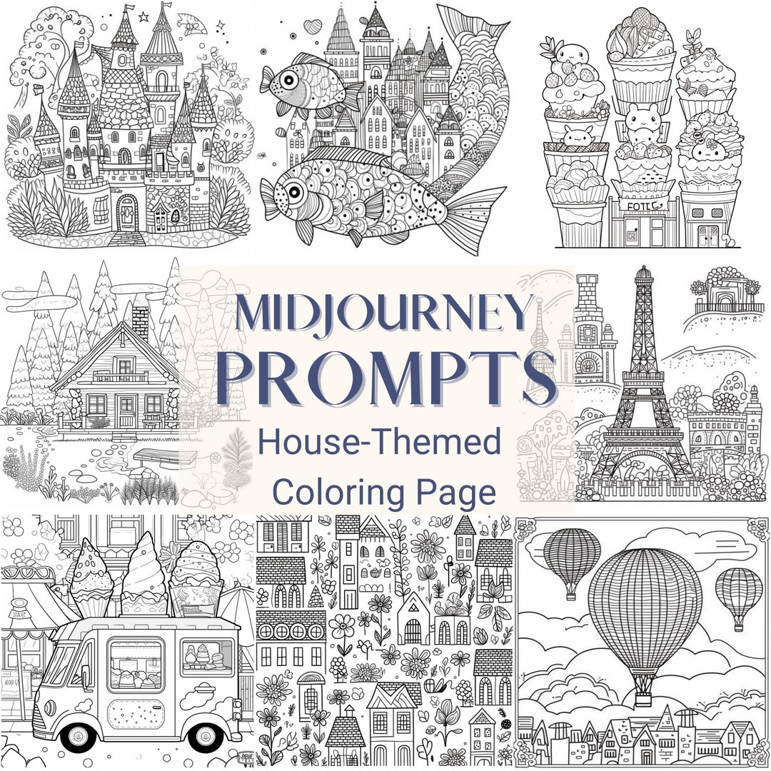 Midjourney Prompts for Coloring Page Creator House Theme Cute Midjourney Prompt for Coloring ...
