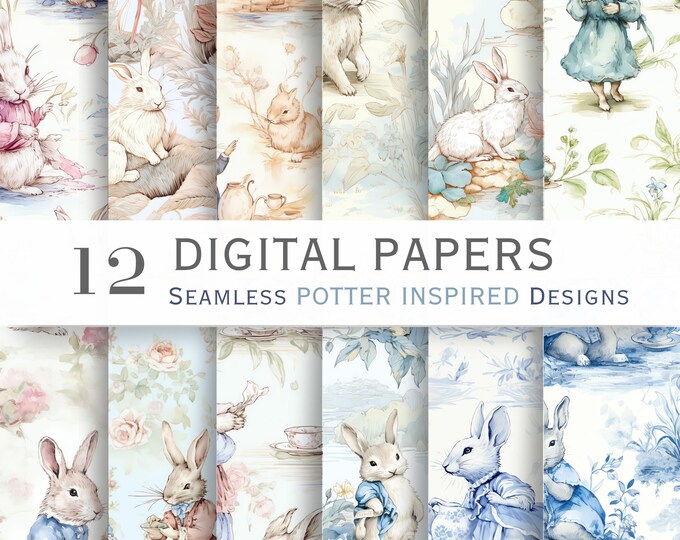 Seamless Beatrix Potter Toile De Jouy Inspired Pattern Potter Rabbit ...