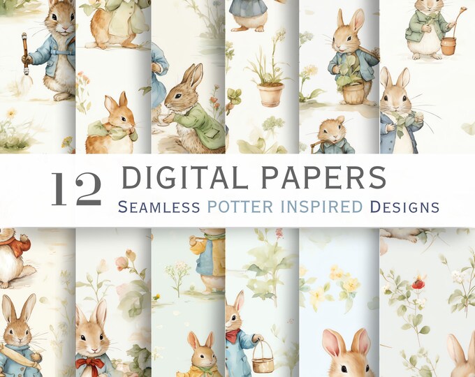 Seamless Beatrix Potter Spring Inspired Pattern Potter Rabbit Digital ...