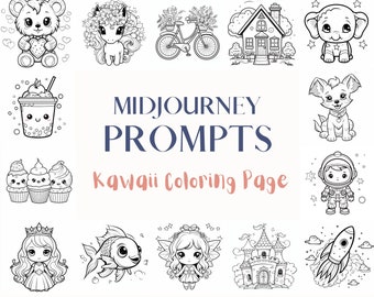 Midjourney Prompts for Kawaii Coloring Page Creator Minimalist Cute Midjourney Prompt for Coloring book AI Coloring for Kids Cute Style