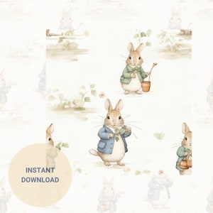 Seamless Beatrix Potter Spring Inspired Pattern Potter Rabbit Digital ...