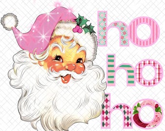 Groovy Pink Santa PNG | Retro Christmas Sublimation (Digital Download)