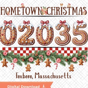 Diseño de sublimación PNG/código postal de pan de jengibre navideño personalizado (descarga digital)