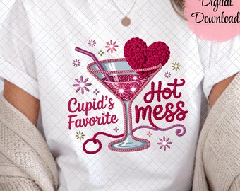 Cupid's Favorite Hot Mess PNG - Valentine Coquette Bow Design (Digital)