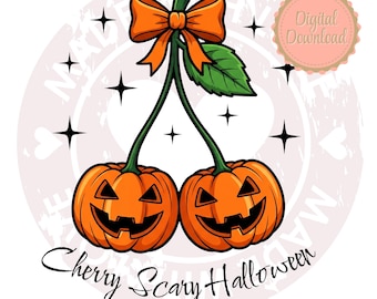 Calabaza de cereza PNG / Diseño de sublimación de Halloween (Descarga digital)