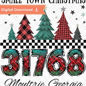 PNG navideño con código postal de búfalo a cuadros personalizado / Franela brillante (descarga digital)