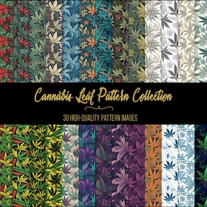 Mönsterpapper för cannabisblad med marijuana och ogräs - 30 mönster .PNG