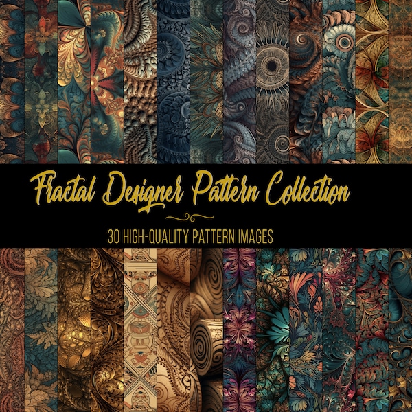 Fractal Design Pattern Collection Digital Prints Psychedelic Fractal Patterns - 30 high-quality patterns .PNG