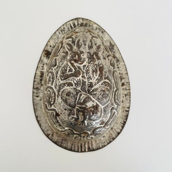 Antique Chocolate Easter Egg Mold with Two Rabbits Eppelsheimer 5086