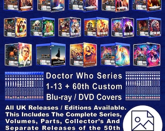 Doctor Who Custom Covers for Blu-ray/DVD. Series 1-13 + 60th. All UK Releases Available. Including Complete Series, Volumes, Parts & More!
