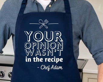 Apron Personalised Mens Funny Cooking Apron, Kitchen Gift Cook Business Inspiration Gift for Her Him Dad Blue