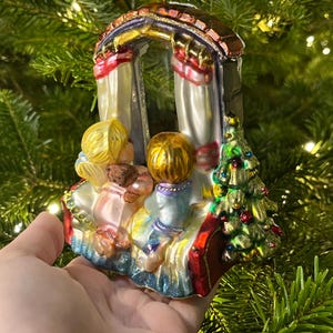 Glass Christmas Ornament - Looking for Santa. Collectible Bauble. Blown glass ornament. Christmas Tree Decoration. Handmade in Europe