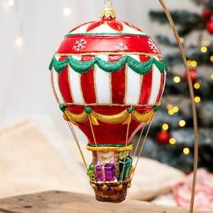 Glass Christmas Ornament - Balloon. Collectible Bauble. Blown glass ornament. Christmas Tree Decoration. Handmade traditionally in Europe