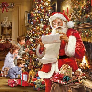 Tovaglioli di carta natalizi con Babbo Natale e bambini, 20 pezzi, 33 x 33 cm. Tovaglioli per: tavola, decoupage, veline, collage, scrapbooking. Prodotto in Europa.