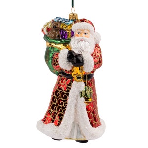 Glass Christmas Ornament - Santa. Collectible Bauble. Blown glass ornament. Christmas Tree Decoration. Handmade traditionally in Europe