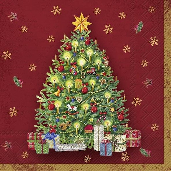 クリスマスツリー デコパージュ作品レッド クリスマスツリー デコパージュ作品レッド 【公式通販】