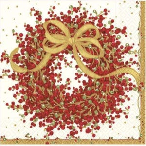 Tovaglioli di carta natalizi "Ghirlanda rossa", 20 pezzi, 25 x 25 cm. Tovaglioli per: tavola, decoupage, veline, collage, scrapbooking. Prodotto in Europa.